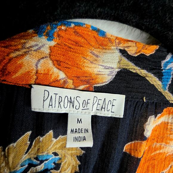 Patrons of Peace SzM Fall color Florals Open Front Kimono. Crinkled  fabric Boho - Picture 2 of 14